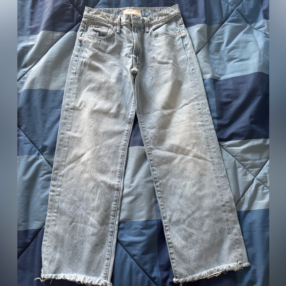 Mother Denim- mid rise Rambler zip ankle fray